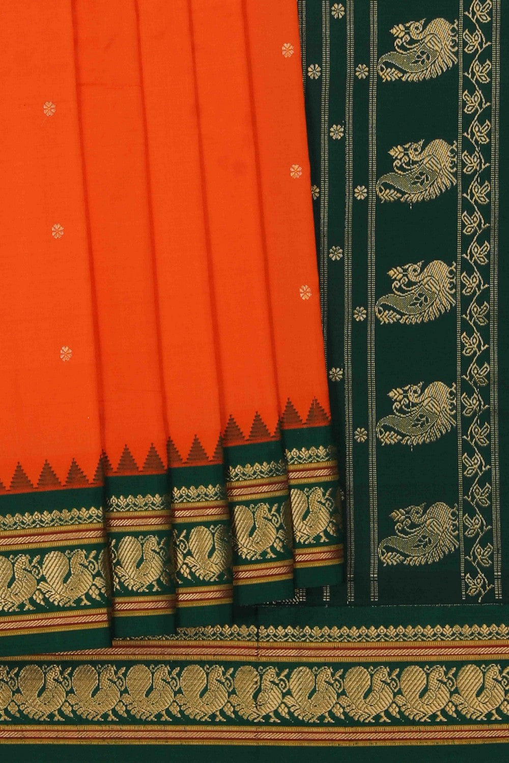 Orange Narayanpet Silk Saree