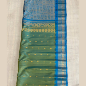 Green Blue goldJari Gadwal pure silk saree