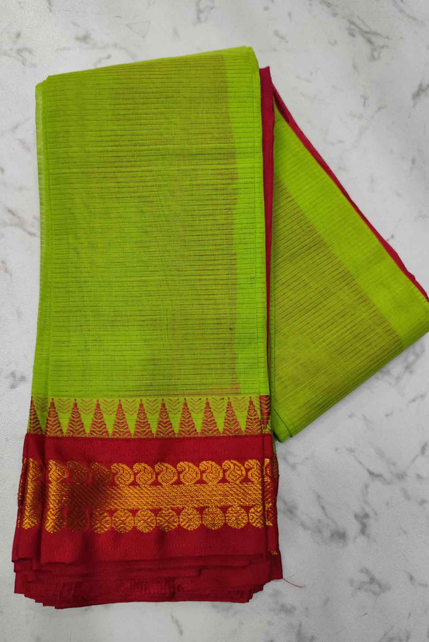 gadwal light weight summer cottons sarees - green