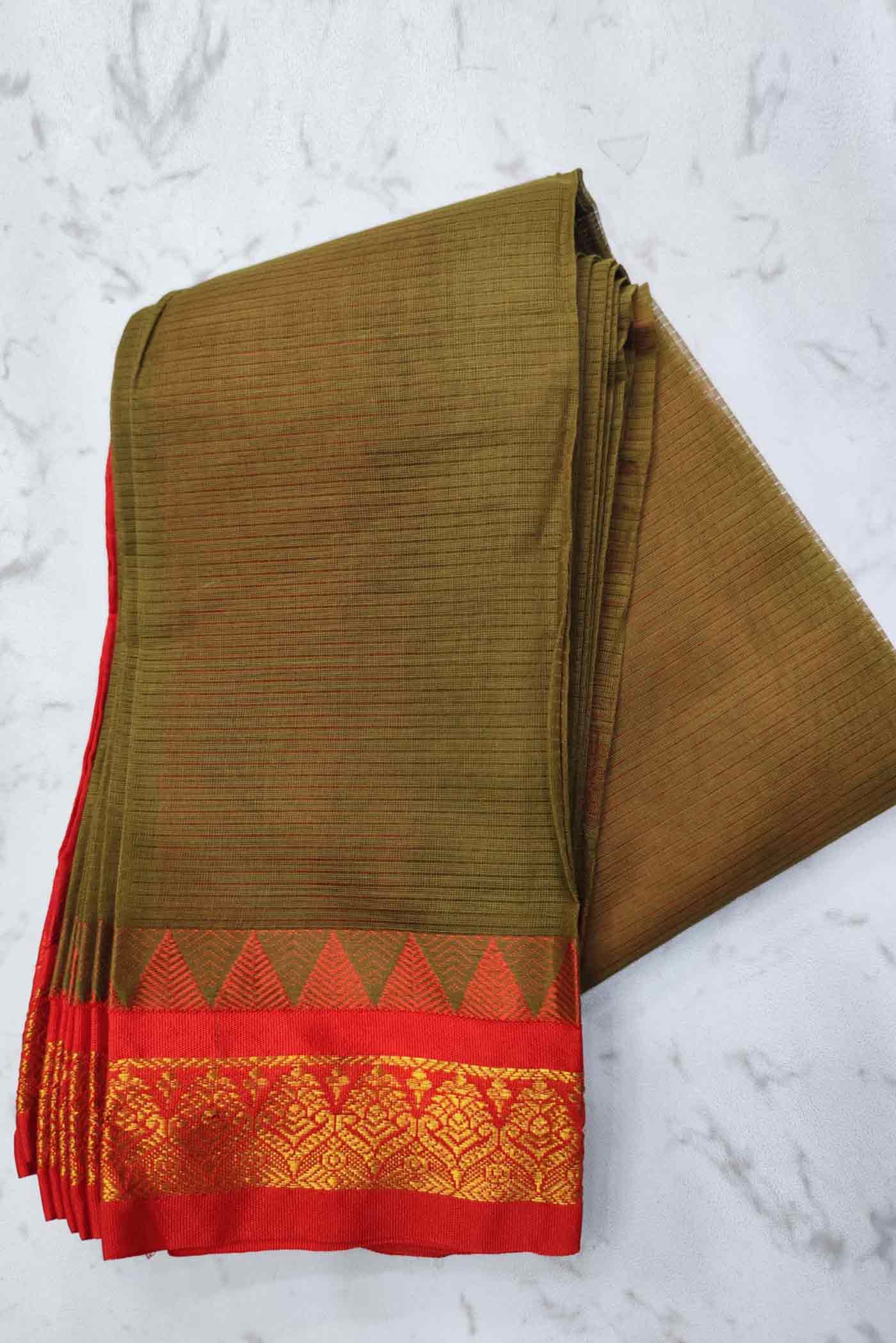 gadwal light weight summer cottons sarees Sandal Brown