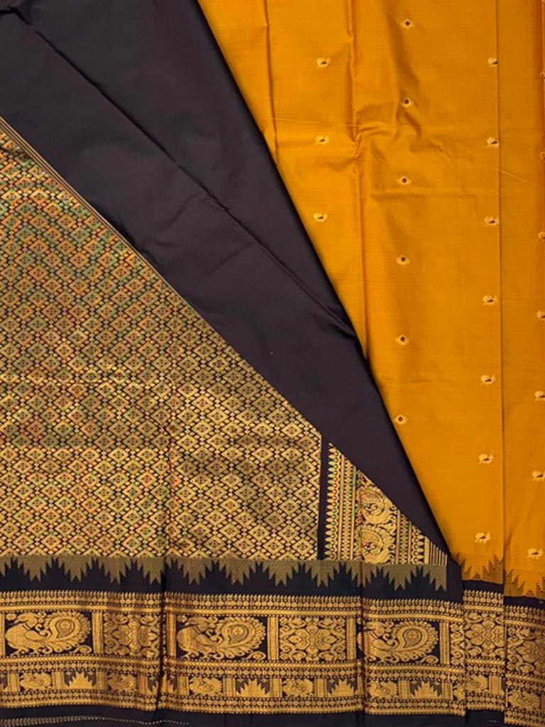 Gadwal Semi Saree Rust Orange and Coffee Brown Rich Pallu